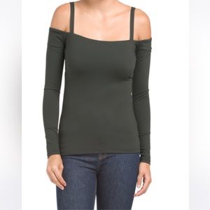 NWT, SUSANA MONACO, Womens, String Cold Shoulder Top in “CAVIAR”